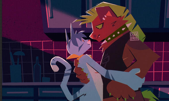 Half body + Background + Extra Character